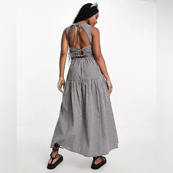 NWT Neon Rose Gingham Midaxi Dress Black White Strawberry Embroidery Plus Size - Picture 7 of 14